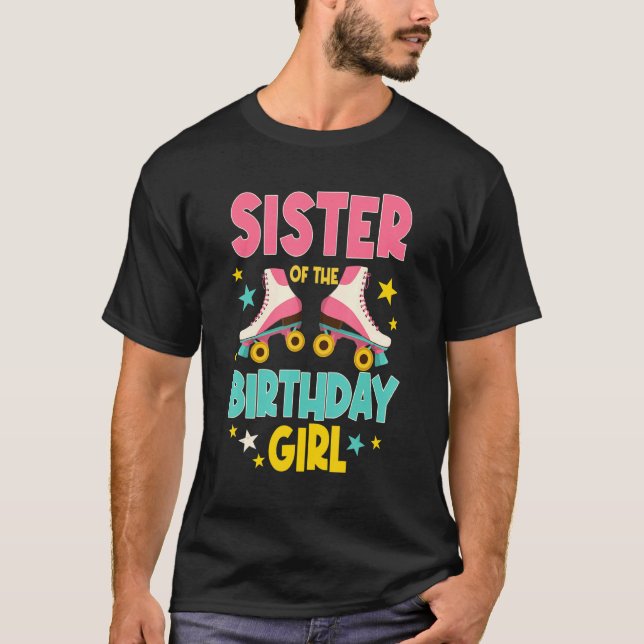 Camiseta Irmã Da Rapariga De Aniversário Skates De Roller B (Frente)