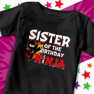 Camiseta Irmã de Aniversário Ninja Festa Estilo Quadrinhos