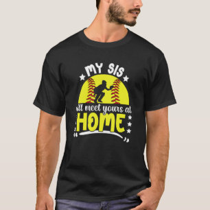 Camiseta Irmã de Captura de Softbol Engraçada Irmã de Um So