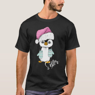 Camiseta Irmã de Pinguim de Natal Combinando Família Divert