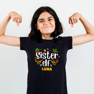 Camiseta Irmã de Tipografia Elfo Diversão Família Correspon
