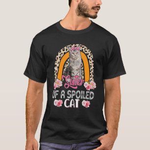 Camiseta Irmã De Um Gato Mimado Flores Lindas Leopardo Chuv