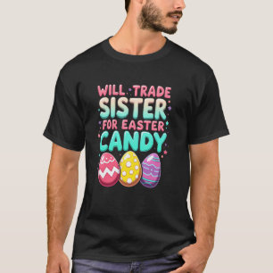 Camiseta Irmã Divertida Troca Doces de Páscoa 2025