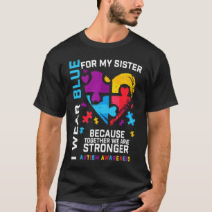 Camiseta Irmã do Autismo Crianças Mulheres Homens Irmão Con