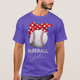 Camiseta Irmã do Baseball Vintage Mensagem Bun Engraçado Mã