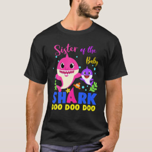 Camiseta Irmã Do Bebê Tubarão Irmã De Aniversário