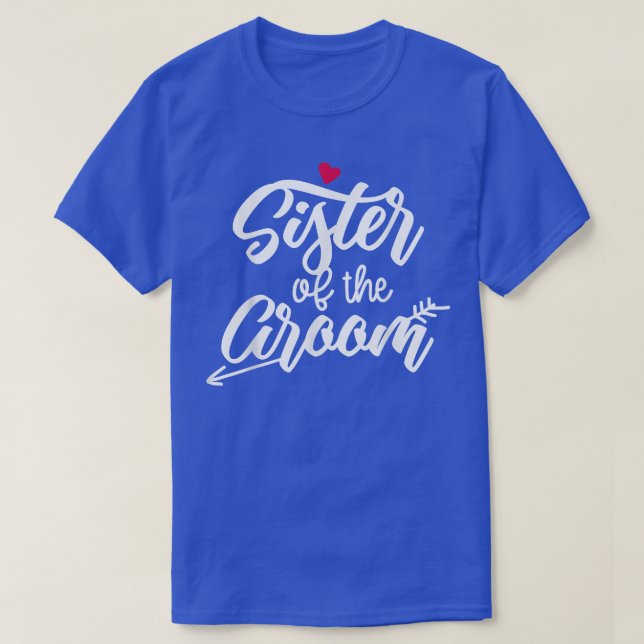Camiseta Irmã do Casamento e Bachelorette de Seta do Groom (Frente do Design)