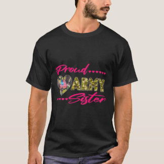 Camiseta Irmã do Exército Orgânico Camo EUA Bandeira Cachor