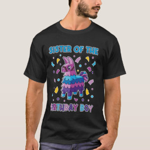 Camiseta Irmã do Menino do Aniversário Amante de Llama Pina