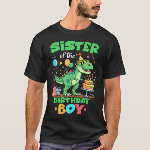 Camiseta Irmã Do Menino Do Aniversário Família De Dinossaur