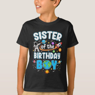 Camiseta Irmã Do Menino Do Aniversário Família Espacial Ast