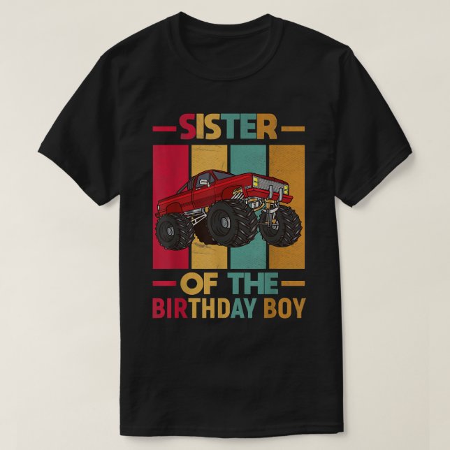 Camiseta Irmã Do Monstro Da Festa de aniversário De Anivers (Frente do Design)
