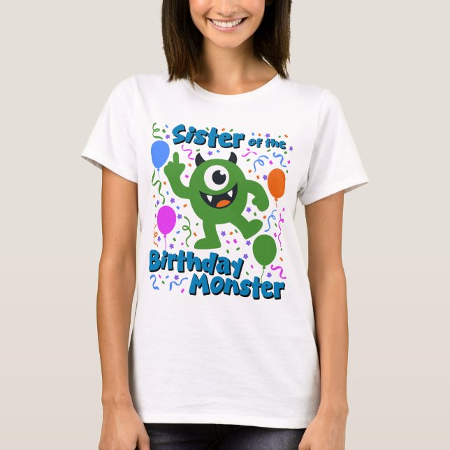 Camiseta Irmã do Monstro de Aniversário (Frente)