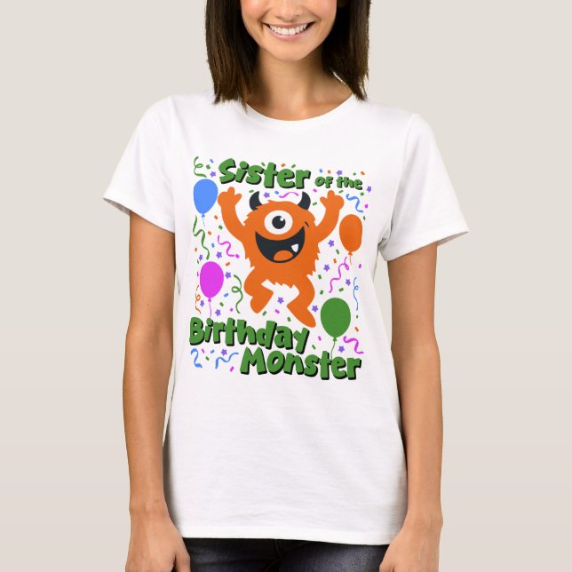 Camiseta Irmã do Monstro de Aniversário  (Frente)