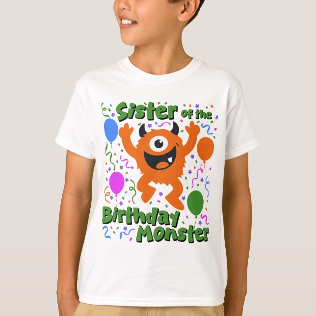 Camiseta Irmã do Monstro de Aniversário  (Frente)