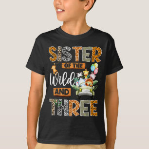 Camiseta Irmã do Selvagem e Três 3º Aniversário Menino Safa