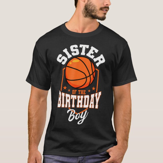 Camiseta Irmã Do Tema De Basquete De Aniversário Bday P (Frente)