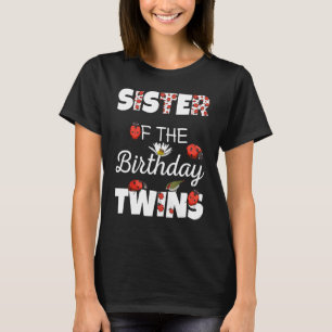 Camiseta Irmã Dos Gêmeos De Aniversário Família Floral Cuta