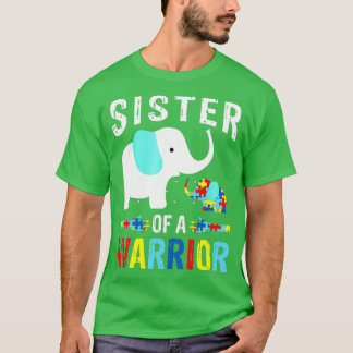 Camiseta Irmã Elefante De Quebra-cabeça De Guerreiro Autism