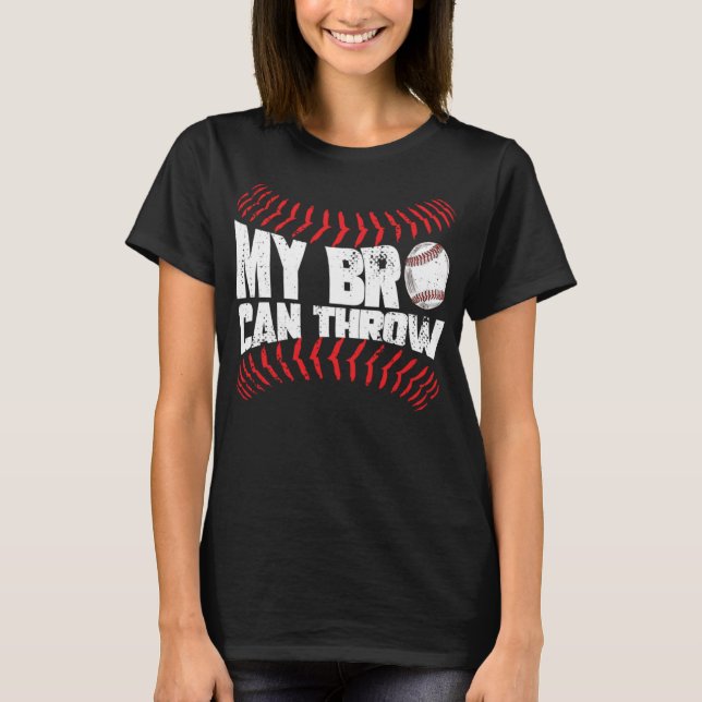 Camiseta Irmã Engraçado Baseball Pitcher (Frente)