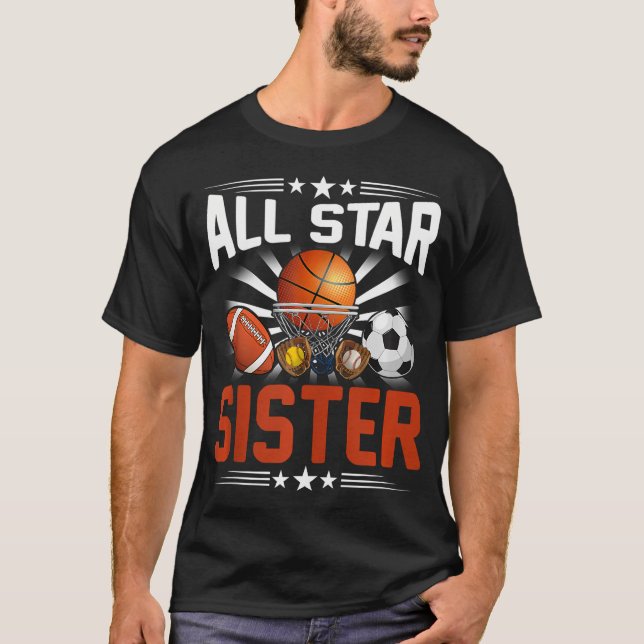 Camiseta Irmã Estrelada Do Futebol De Basquete De Bday (Frente)