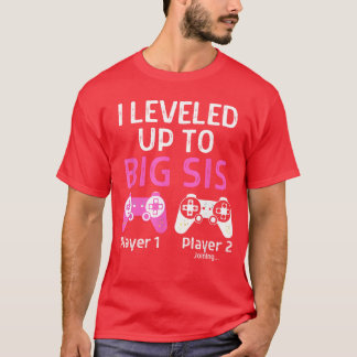 Camiseta Irmã Gamer Subiu de Nível Irmã Mais Velha Rosa ou
