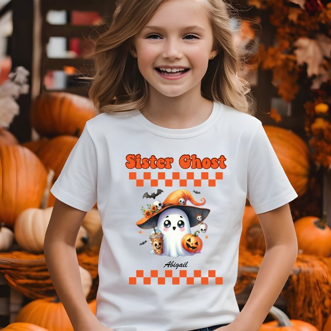 Camiseta Irmã Ghost Personalizado Nome Halloween Presente (Criador carregado)