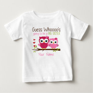 Camiseta Irmã Grande Adivinha Quem Rosa Coruja Personalizou