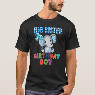 Camiseta Irmã Grande Da Família Elefante Do Aniversário