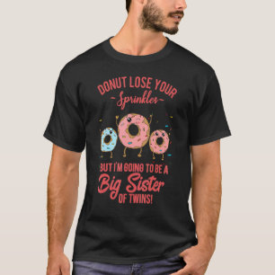 Camiseta Irmã Grande da Gravidez Gêmea Revela Rosquinha Eng