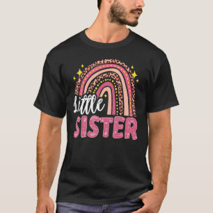 Camiseta Irmã Grande Menina Irmã Leopard Rainbow Girl Litt