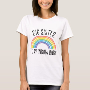 Camiseta Irmã Grande Para Rainbow Baby Irmã Grande Gravidez