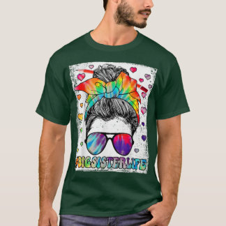 Camiseta Irmã Grande Sangrada Vida Tie Dye Messy Bun Happy