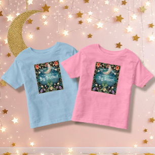 Camiseta Irmã Grande Sobre o Chá de fraldas Floral Rosa-Lua