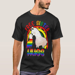 Camiseta Irmã Livre Abraça Dois Llamas Orgulhosos Lgbt Fam 