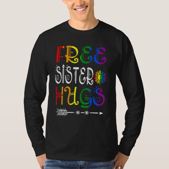 Camiseta Irmã Livre Abraça Orgulho Lgbt Espuma de Girassol (Frente)