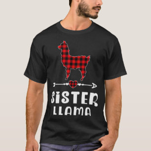 Camiseta Irmã Llama Natal Pajama Xadrez Vermelha Buffalo Fa