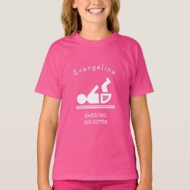 Camiseta IRMÃ MAIOR DE cor-de-rosa personalizada