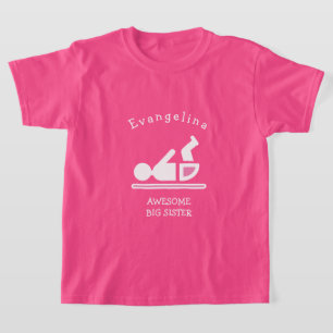 Camiseta IRMÃ MAIOR DE cor-de-rosa personalizada