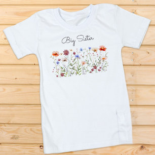 Camiseta Irmã Mais Velha Aquarela Prado de Flores Silvestre