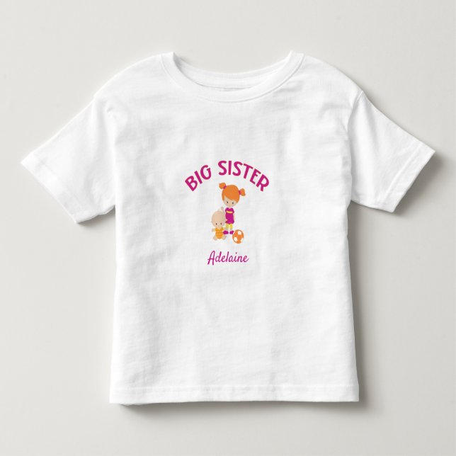 Camiseta Irmã Mais Velha com Irmão Bebê Personalizado (Frente)