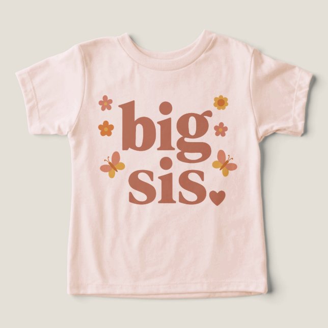 Camiseta  Irmã Mais Velha Criança•Presente Nova Irmã•Boho I (Design frontal)