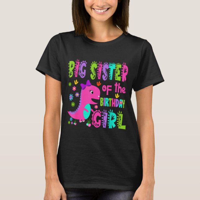 Camiseta Irmã mais velha da aniversariante saurus rex (Frente)