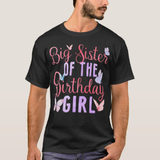 Camiseta Irmã Mais Velha Da Festa De Borboleta Da Menina De