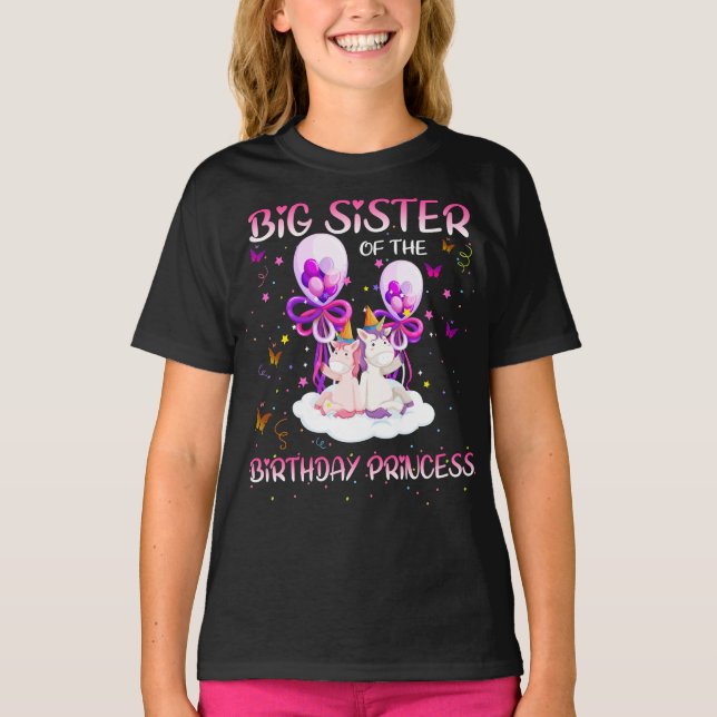 Camiseta irmã mais velha da princesa de aniversário (Frente)