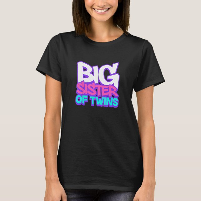Camiseta Irmã Mais Velha de Gêmeos Anúncio de Gravidez Infa (Frente)