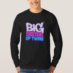 Camiseta Irmã Mais Velha de Gêmeos Anúncio de Gravidez Infa