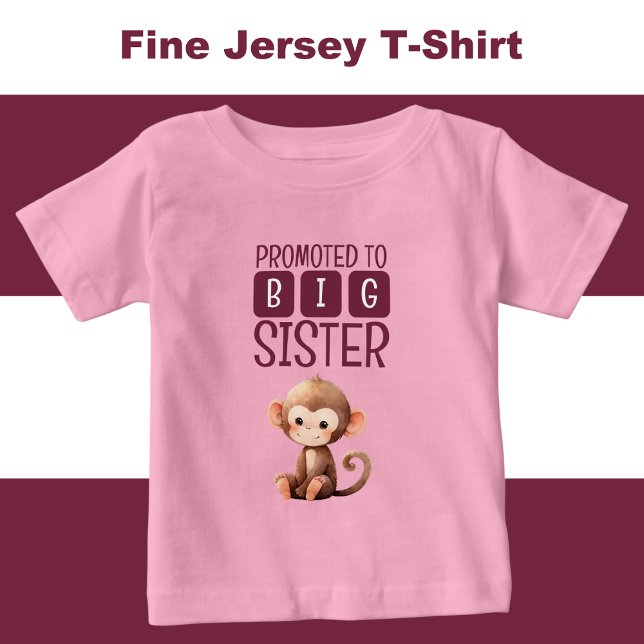 Camiseta Irmã mais velha de macaco fofa rosa (Criador carregado)