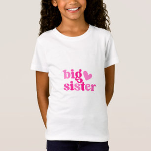 Camiseta Irmã Mais Velha Design Cor-de-Rosa Fofo   Novo Pre