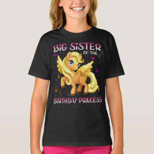 Camiseta irmã mais velha do unicórnio princesa de aniversár